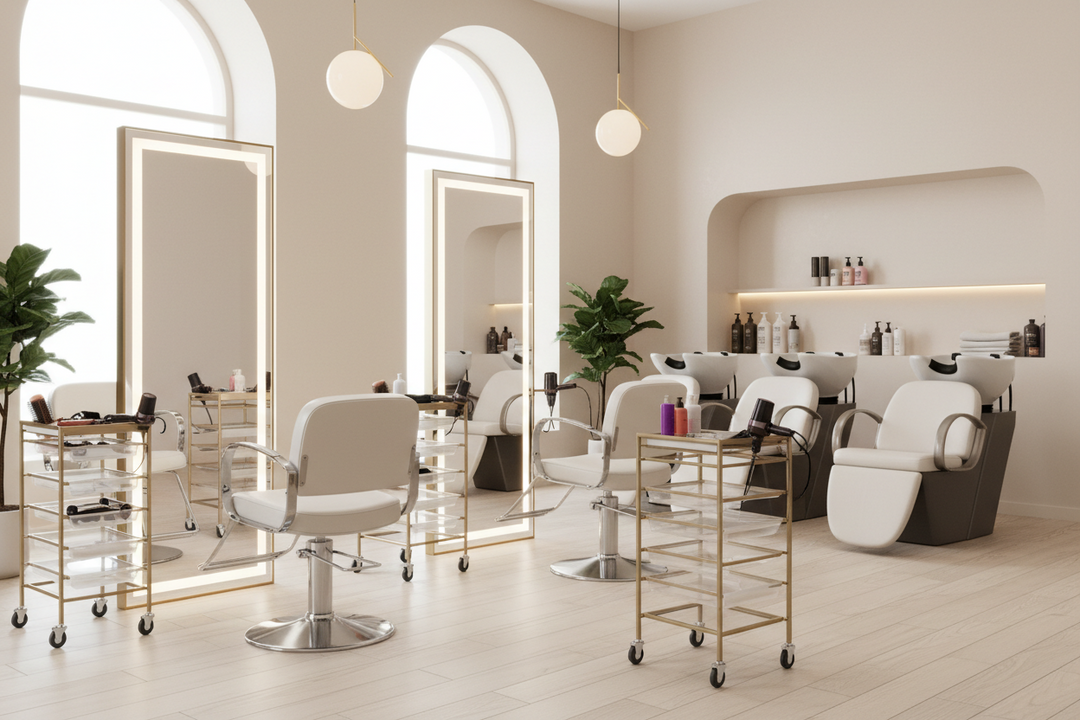 Professional salon and spa equipment including towel warmers, autoclaves, paraffin warmers, hot stone heaters, and beauty salon accessories.