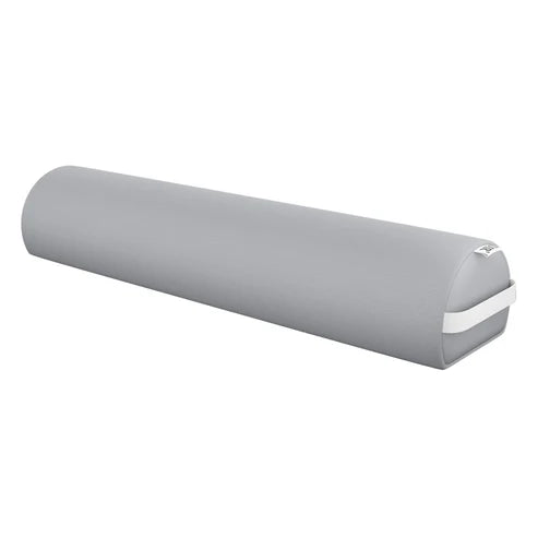 DIR Arc Gray professional massage table bolster cushion with side strap handle, isolated on a white background.