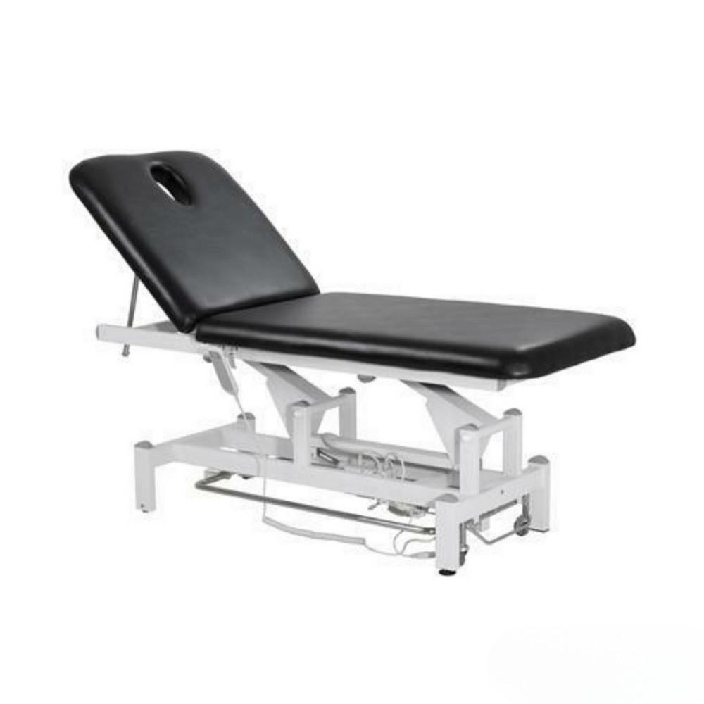 Dermalogic DOMINUS massage table with adjustable height and plush cushioning for professional spa and massage treatments.