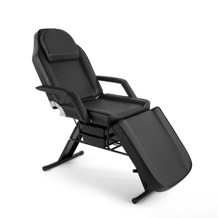 Dermalogic PARKER II facial and tattoo chair with adjustable height and reclining backrest for professional spa and studio treatments.
