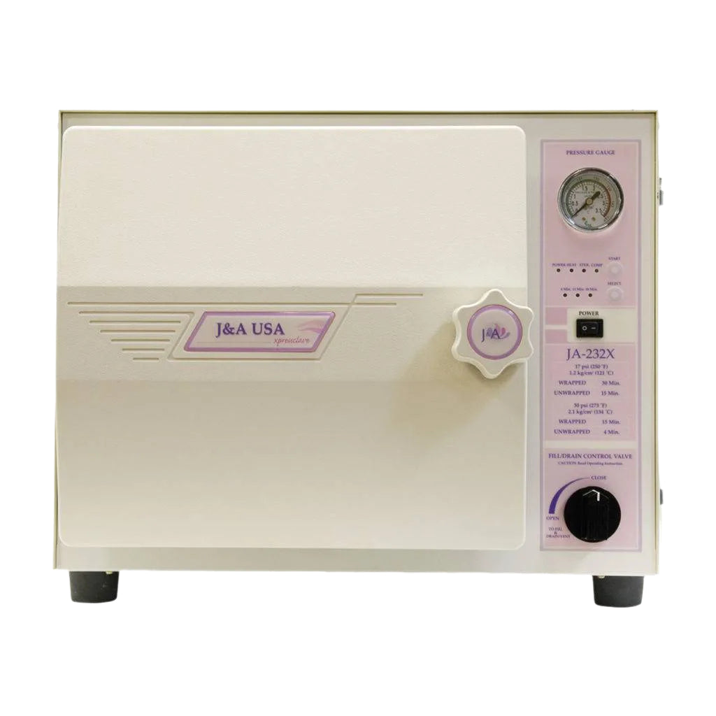Fully Automatic Autoclave 232X stainless steel sterilizer with 16-liter chamber for sterilizing salon, spa, medical, and beauty instruments safely and efficiently.
