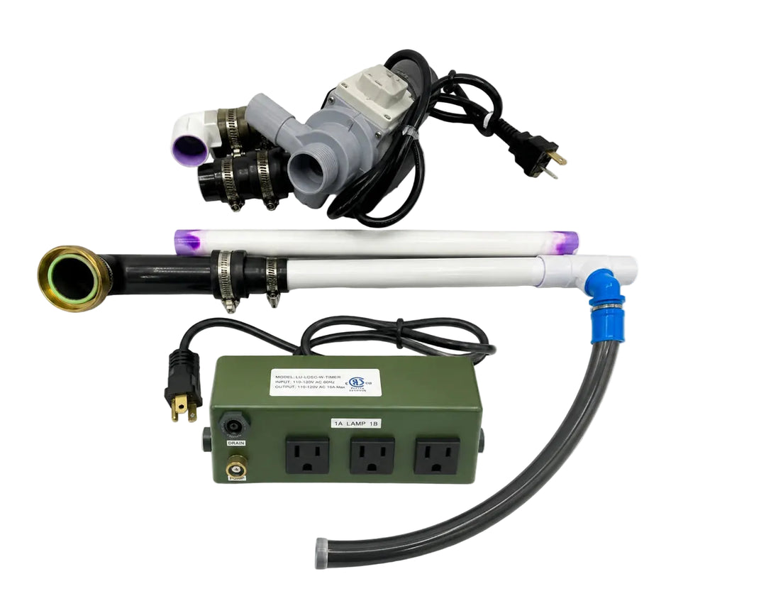 Pump and hose set with control panel on a white background