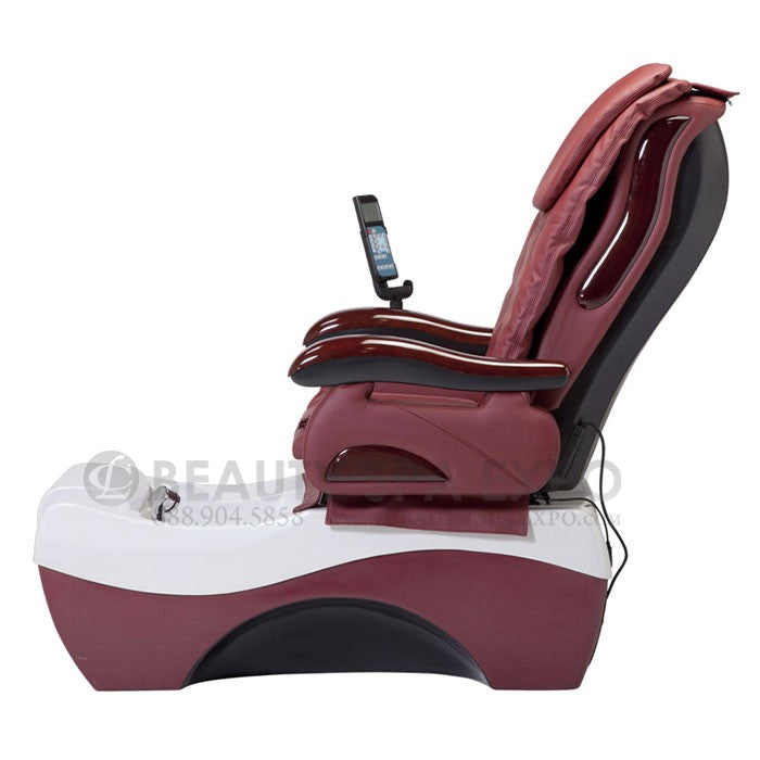 Chocolate 777 Pedicure Chair Burgundy Chair, Burgundy / Silver Base